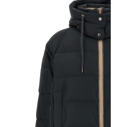 Down jacket with knit and jewel details