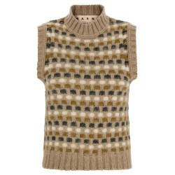 Shetland acquard knit vest