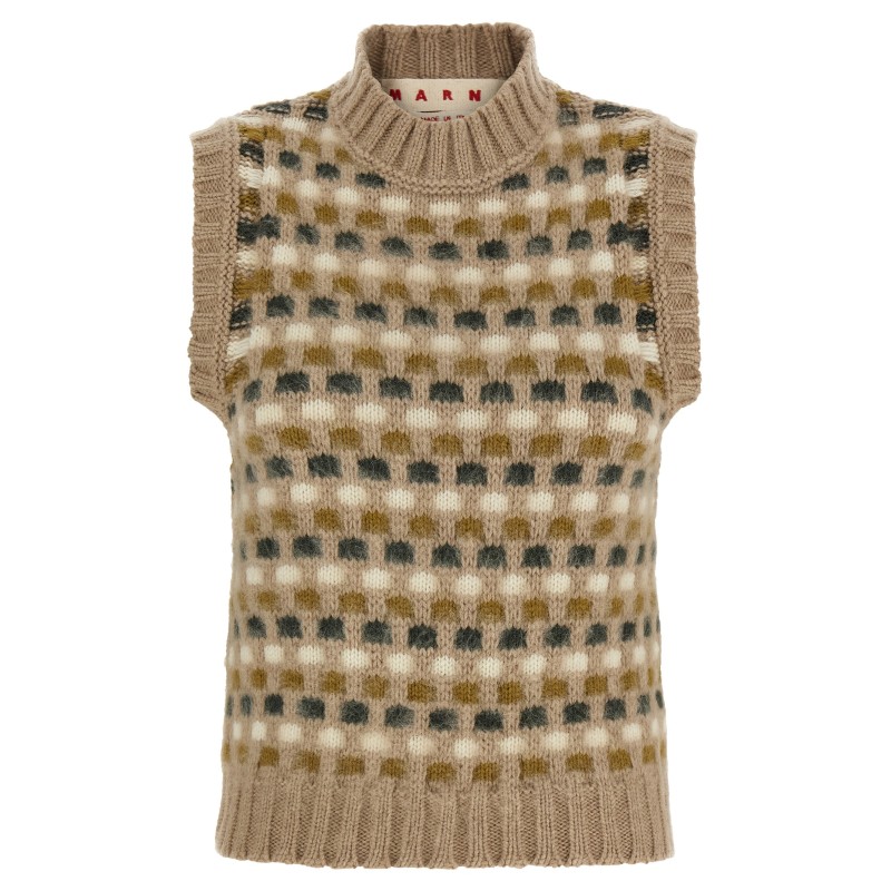 Shetland acquard knit vest