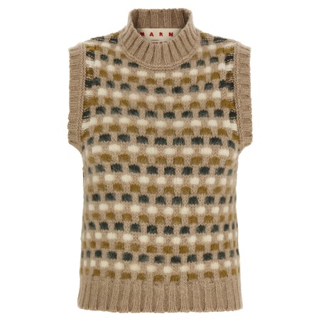 Shetland acquard knit vest