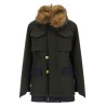 Wool coat with fur insert