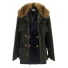 Wool coat with fur insert