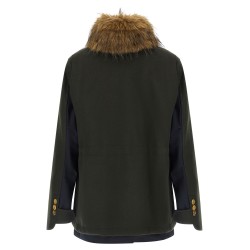 Wool coat with fur insert