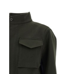 Wool coat with fur insert