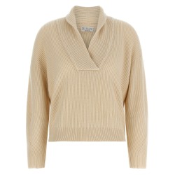 Shawl neck ribbed sweater