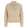 Shawl neck ribbed sweater
