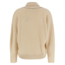 Shawl neck ribbed sweater