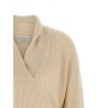 Shawl neck ribbed sweater