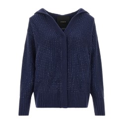 'Seicento' cardigan with rhinestones and hood