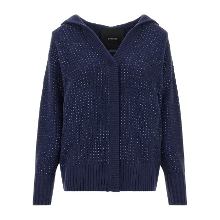 'Seicento' cardigan with rhinestones and hood