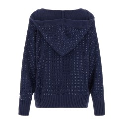 'Seicento' cardigan with rhinestones and hood