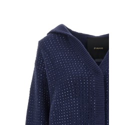 'Seicento' cardigan with rhinestones and hood