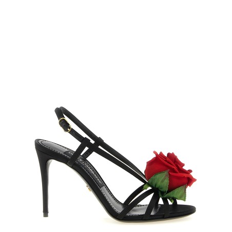 Satin sandals with flower