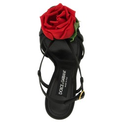 Satin sandals with flower