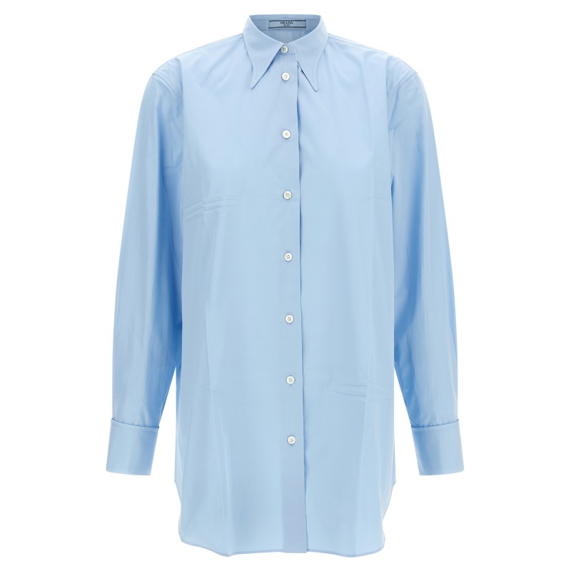Poplin shirt with pleats