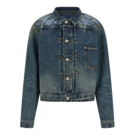 Floral embroidery denim jacket