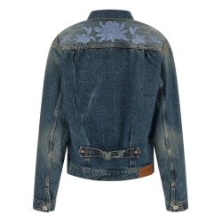 Floral embroidery denim jacket