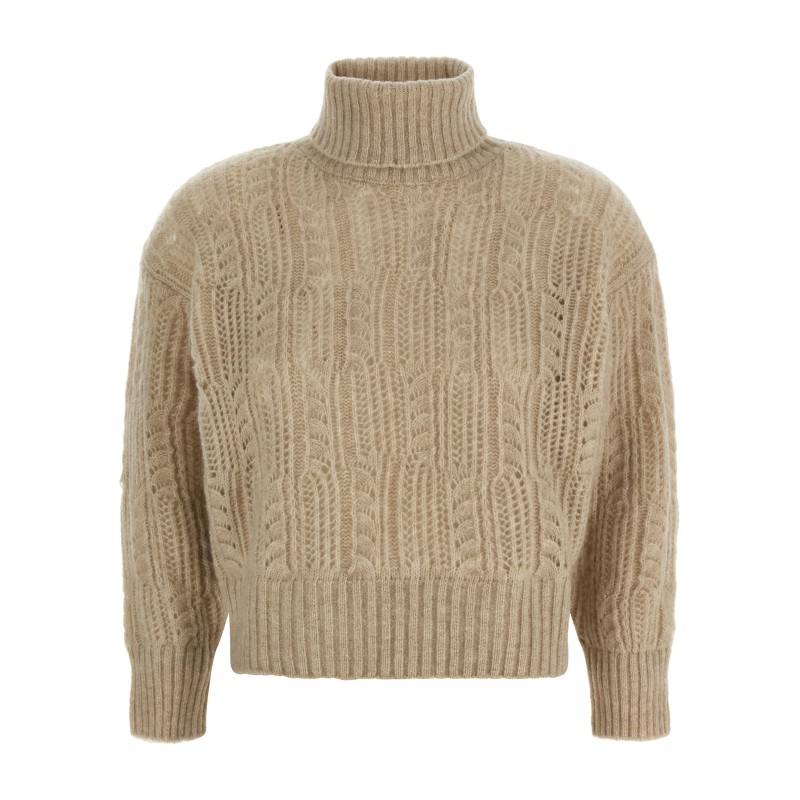 Openwork turtleneck sweater