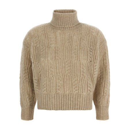 Openwork turtleneck sweater