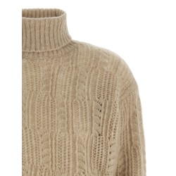 Openwork turtleneck sweater