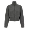 Ribbed cardigan with leather detail