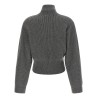Ribbed cardigan with leather detail