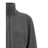 Ribbed cardigan with leather detail