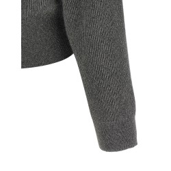 Ribbed cardigan with leather detail