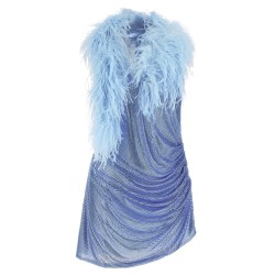 Dress with removable crystals and feathers