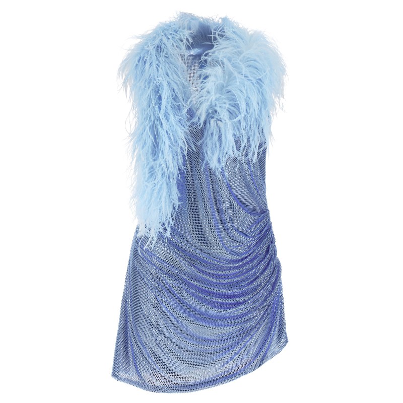 Dress with removable crystals and feathers