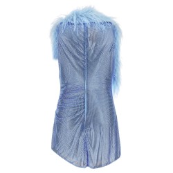 Dress with removable crystals and feathers