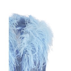 Dress with removable crystals and feathers