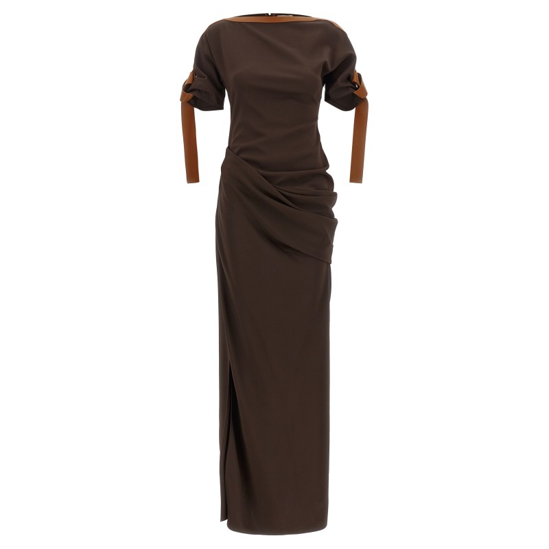 Dress with leather straps