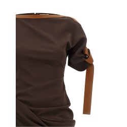 Dress with leather straps