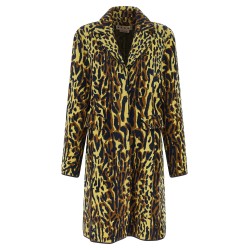 Animalier jacquard wool coat