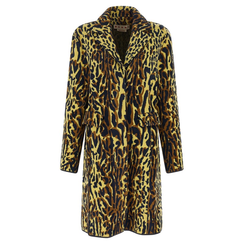 Animalier jacquard wool coat