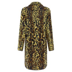 Animalier jacquard wool coat