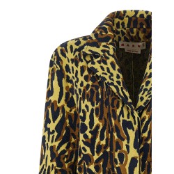 Animalier jacquard wool coat