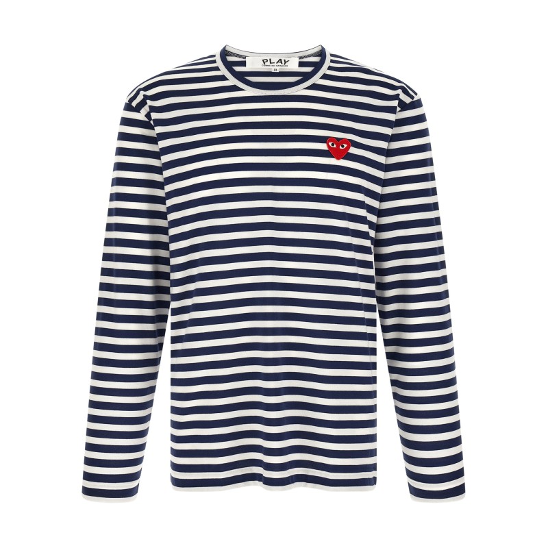 Striped T-Shirt With Heart Patch