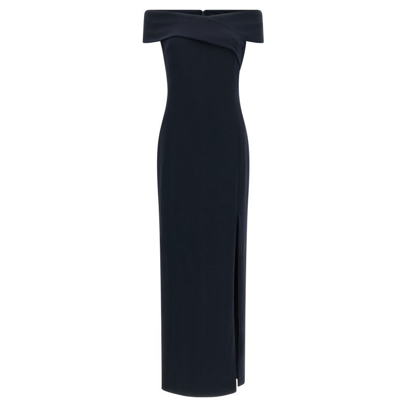 Long dress with crossed neckline