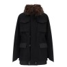 Wool coat with fur insert