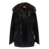 Wool coat with fur insert