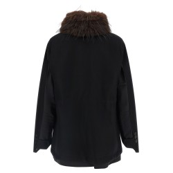 Wool coat with fur insert