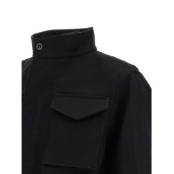 Wool coat with fur insert