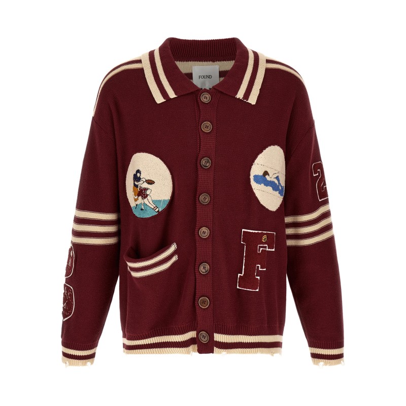 'Fin Varsity' Collared Cardigan