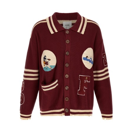 'Fin Varsity' Collared Cardigan