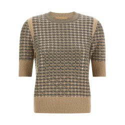 Check knit with crystals