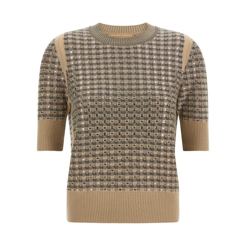 Check knit with crystals