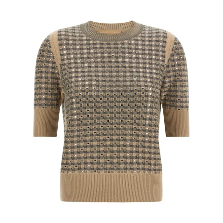 Check knit with crystals