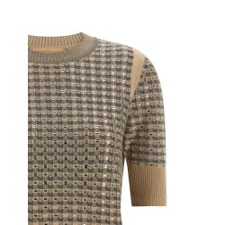 Check knit with crystals